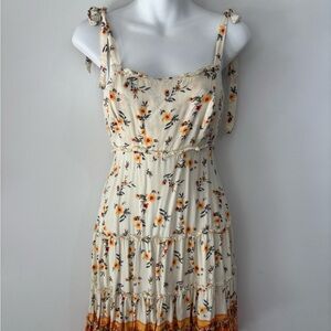 Rue21 Cream and Orange Sundress with Spaghetti Straps